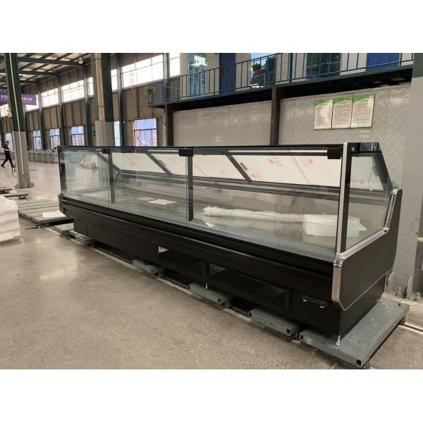 Large Commercial Horizontal Static Cooling Design With Evaporator Gravity Service Counter Meat Beef Display Freezer