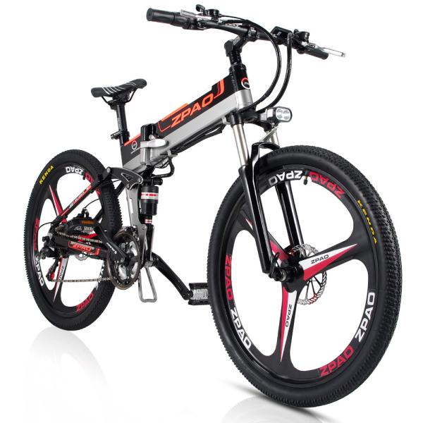 48V 26 inch Electric Folding Bike With 3 Knife And Shimano 21 Speed Derailleur