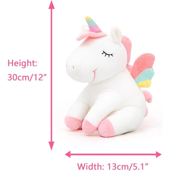 Lazada Unicorn Stuffed Animal Plush Toys Girls Gifts with Rainbow Wings White 12 Inches