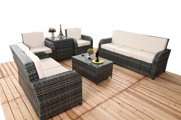6 PCS Chair Back Adjustable Rattan Sofa Set With Powder Coated Steel Frame