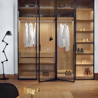 18MM Board Compact Bedroom Wardrobe Closets With Drawers Lacquer Finish Swing Doors