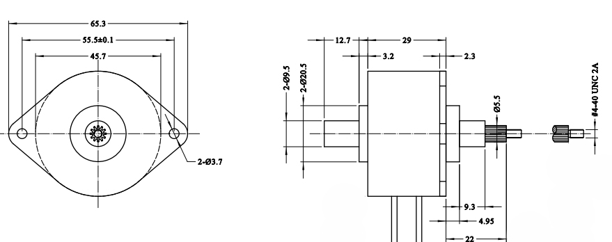 12V DC high torque linear stepper motor, 46mm diameter fixed axis stepper motor