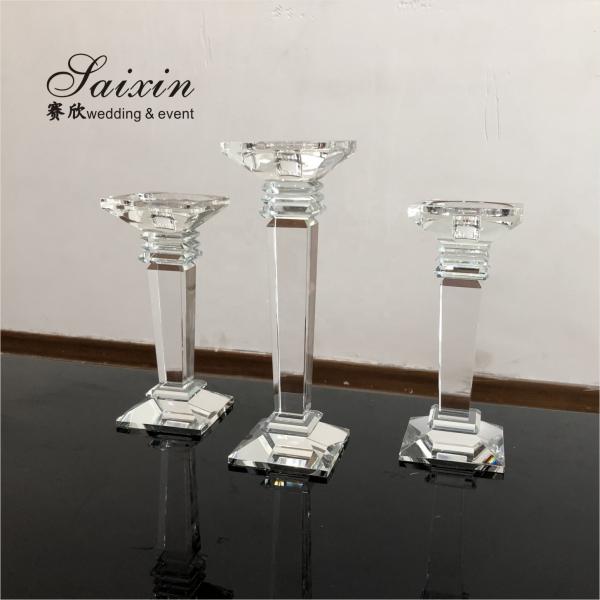 Hot sale 3 piece set crystal candle stick for wedding centerpieces