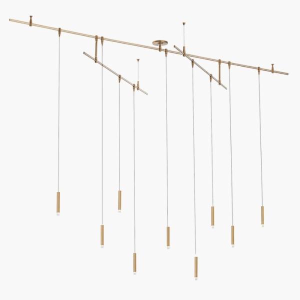 700MXY9R Aged Brass Moxy Chandelier 9 Light Dimmable Compatible With ELV Dimmers