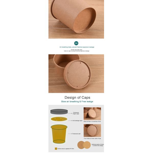Customized Disposable Lunch Bowl Takeaway Paper Boxes for Fast Food Salad Fried Rice