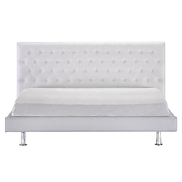 White Practical Queen Size Upholstered Bed , Multipurpose Small Queen Bed