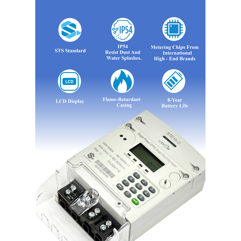 Smart Prepaid Electricity Meter Featuring Single Phase Design GPRS 4G Connectivity and Remote Monitoring for Power Management Systems