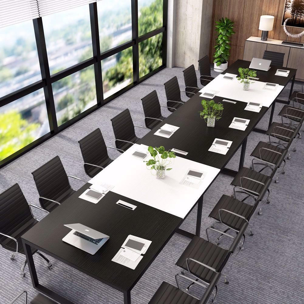 8ft Traditional Design Metal Meeting Room Table and Chairs Set for Small SOHO Office