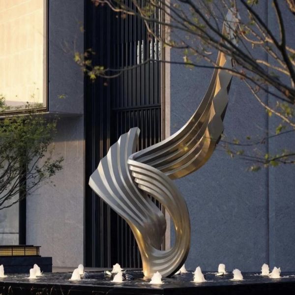 Square Garden Fountain Outdoor Sculpture Steel Garden Landscape Art Sculpture Hard Enamel Technique