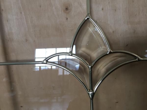 Single decorative leaded glass for cabinet door with electroplating technology 1000*300MM