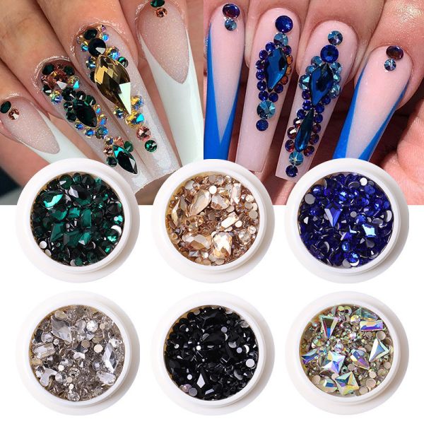 See Details Flat Bottom Mix Shape Glass Nail Diamond Rhinestones for Nail Art from Yiwu