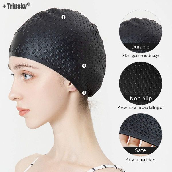 Stylish Men And Women Swimming Caps With Custom Small Logo Waterproof Feature