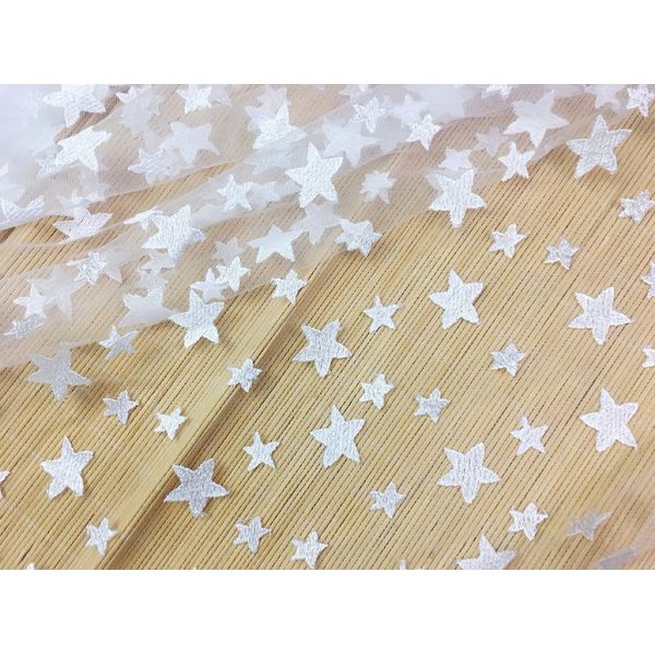 Pentagram Qmilch embroidered Lace Fabric , star lace fabric,Cotton Lace, Polyester Lace Fabric