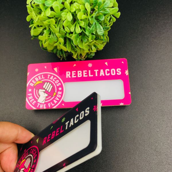 Name Badges With Window Custom PVC Acrylic Reusable Name Badges Magnetic Back