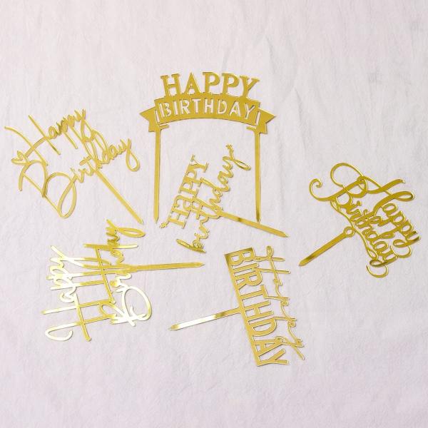 Birthday Cake Topper, 6pcs Acrylic Birthday Cake Toppers Happy Birthday Cake Toppers For Birthday Decorations