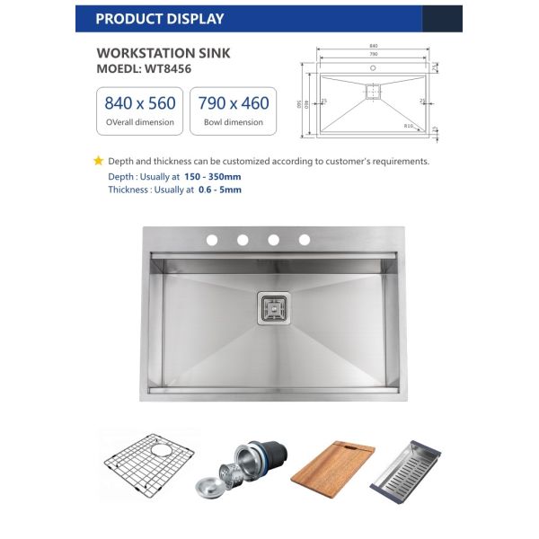 Brushed 16 Gauge Top Mount Stainless Steel Farmhouse Kitchen Sink 33 X 22