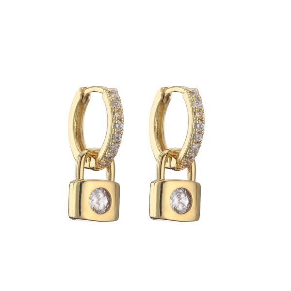 Покрытый дизайнер шарма ключа замка ювелирных изделий золота 18k воодушевил серьги