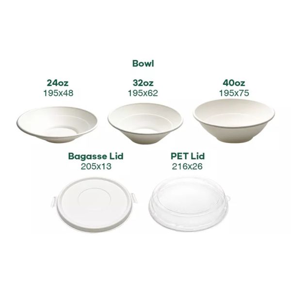 120 Degree Oil Resistant Biodegradable Sugarcane Bagasse Plates Takeaway Bowl With Lid