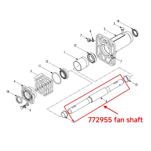 THERMO KING T series fan shaft 772955 aftermarket parts available for the T-600R/800R/1000R T-600M/800M/1000M T-680Pro/880Pro/1080Pro