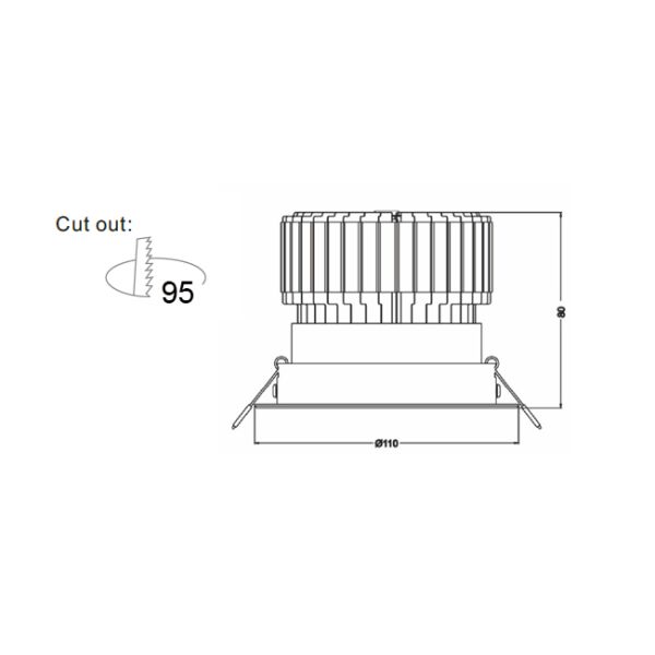Bright CRI80 Downlight COB Led 30w UGR19 PF0.92 60 Degree Beam Angle