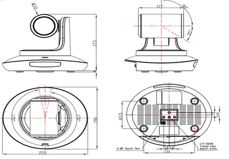 20X Optical Zoom PTZ Video Conference Camera Full HD TZ DC 12V Power Supply
