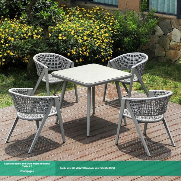 Outdoor Furniture Customized Luxury Woven Wicker Chairs And Table Garden Patio Dining