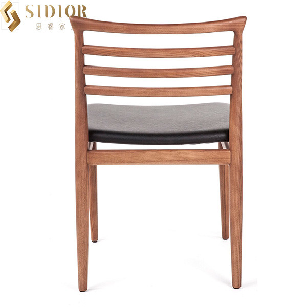 80cm Height Nordic Solid Wood Leather Chair Low Back For Restaurant