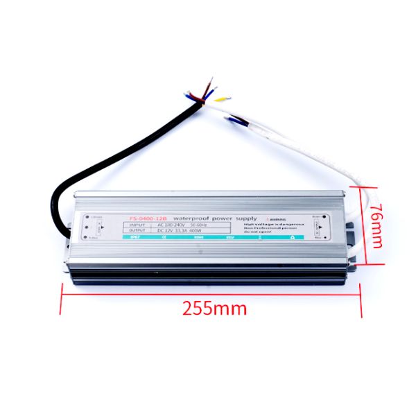 400W 12V 33.3A DC Waterproof LED Power Supply IP67 Rated Line Regulation Range ±0.5max
