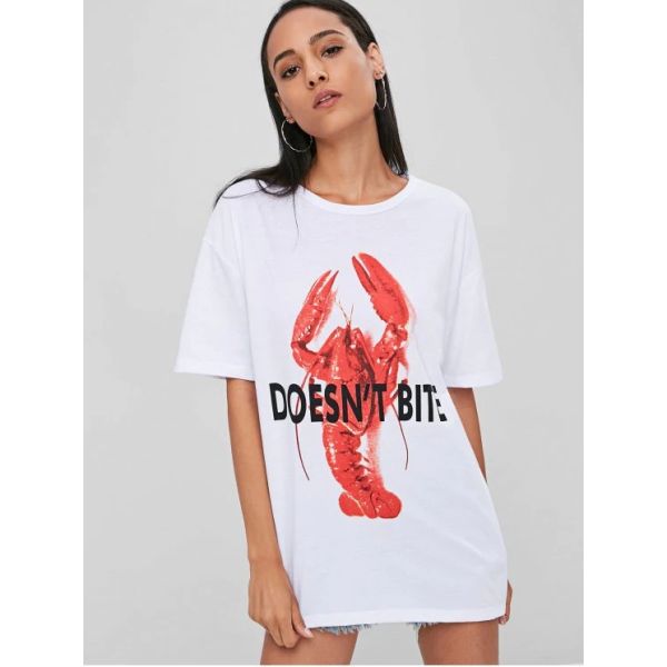 2018 Summer White Short Sleeve Printed Cotton Women T Shirt