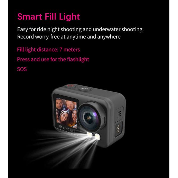 Waterproof Action Sports Camera Small 4K 60FPS 720P 240FPS WiFi Dual Screen Mini