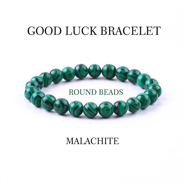 Elastic Natural Green Malachite Anti Anxiety Healing Bead Bracelet