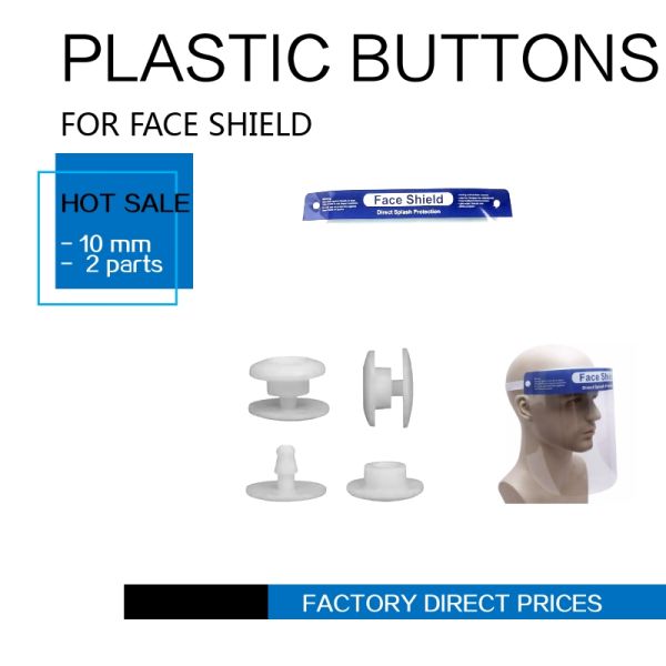 White Color European Standard Plastic Snap Fasteners For Face Shield Mask