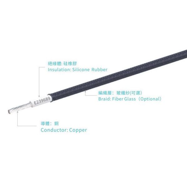 UL3071 Certified 600V 200C High Temperature Silicone Fiberglass Braided Wire for Convection Heaters