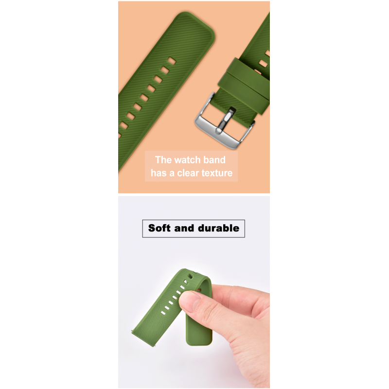 Quick-release Custom Silicone Watch Strap With Pin Buckle And Rubber Clasp | 18mm~22mm - SHX