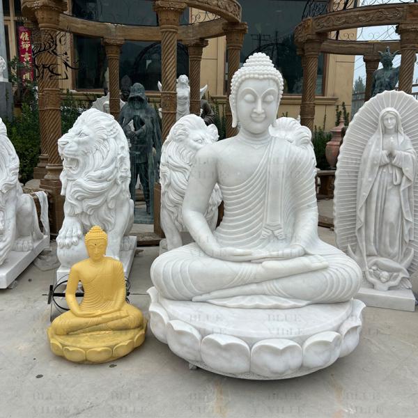 Marble Thai Buddha statues garden White Stone Sitting Thailand Buddha Sculpture Large