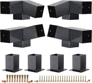 15° Slanted Roof Brackets 75° Pergola Corner Bracket with Post Base Gazebo Kit