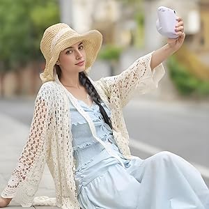 Long Sleeve Cardigan Hollow Out Women Crochet Cardigan Lightweight Tie Front Hollow Out Long Sleeves Summer Knit Cover Cardigans Open Front Scalloped Mesh Beach Shrug Coat Beige