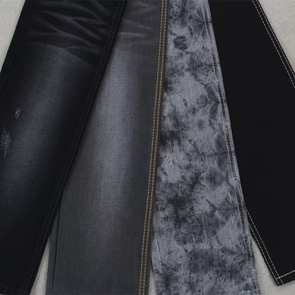 10 Once Black Black Slub Cotton Polyester Spandex Denim Jeans Fabric