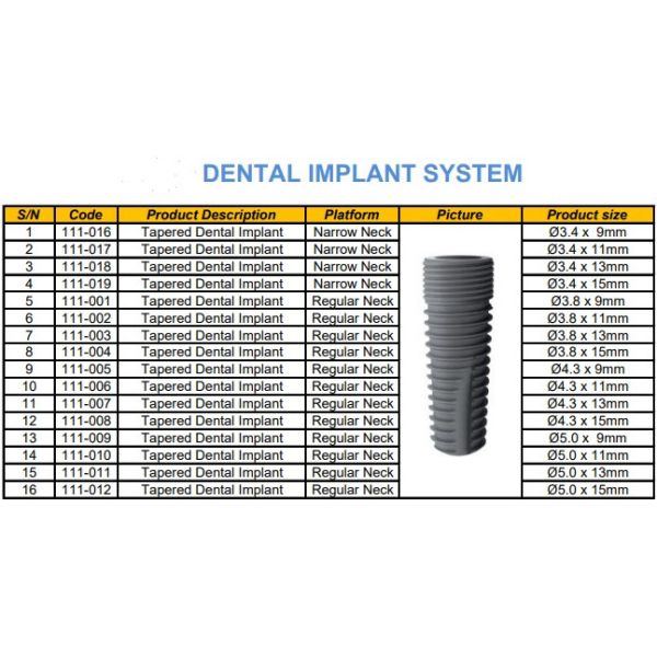 Submerged Type Internal Hex Titanium Implant Bone Level Dental Implant Compatible with Custom 3D Design