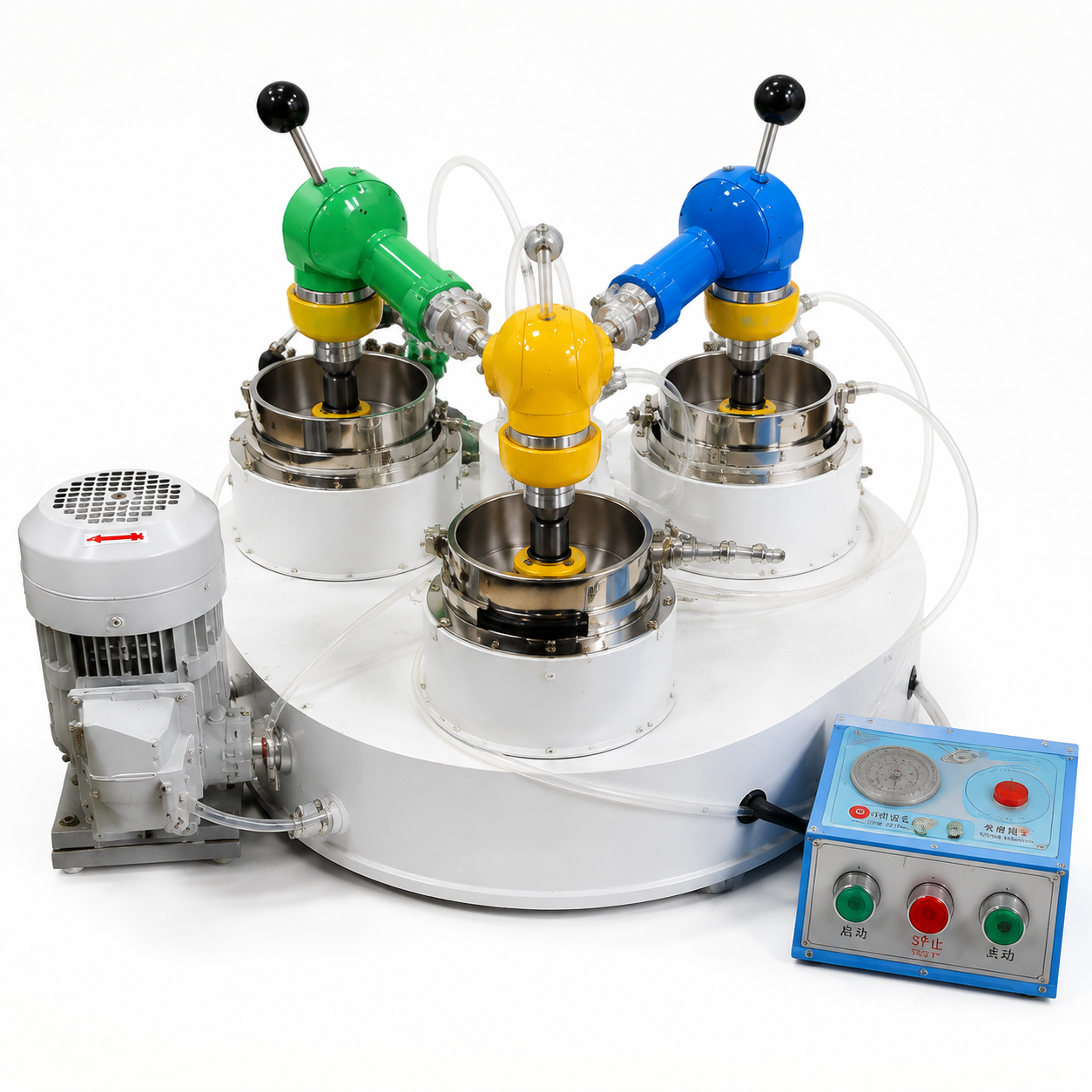 Laboratory Three Head Grinding Machine Agate Mortar 370W for Mineral Sample Preparation