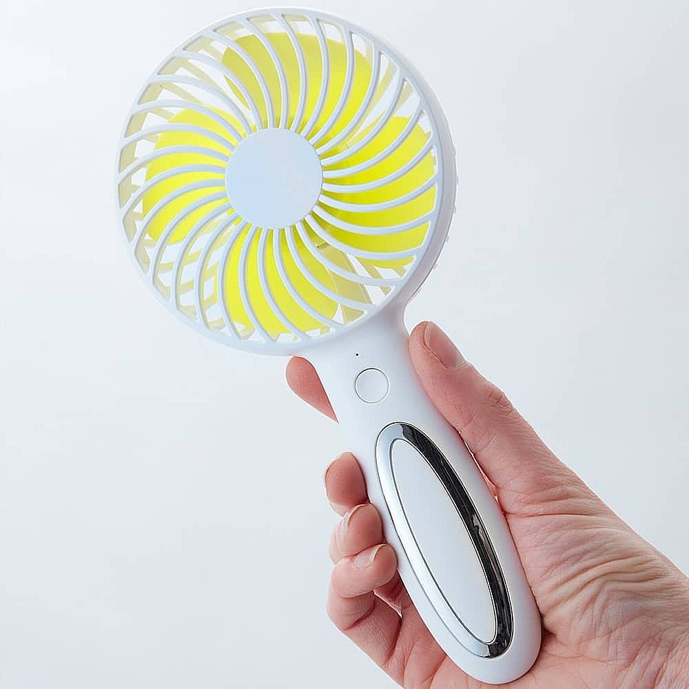 Outdoor Electric Mini Portable Rechargeable 3-Speed LED Light Smart Handheld Fan for Car/RV Use