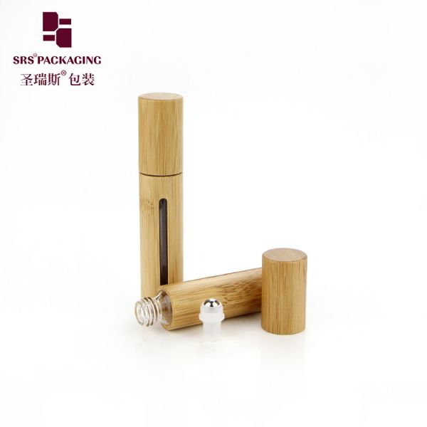 Biodegradable 10ML Bamboo Roll On With Bamboo Cap Empty Inner Glass Bottle In Stock