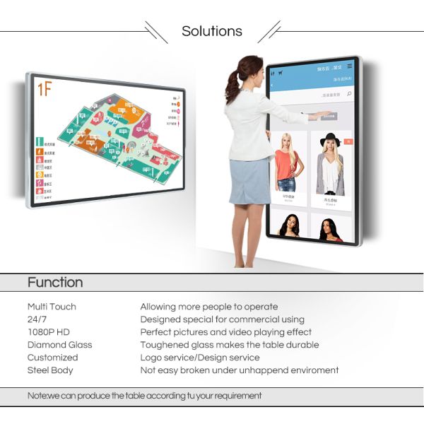 Wall Mounted Interactive Touch Screen Kiosk 32Inch 15kg Android TFT Type