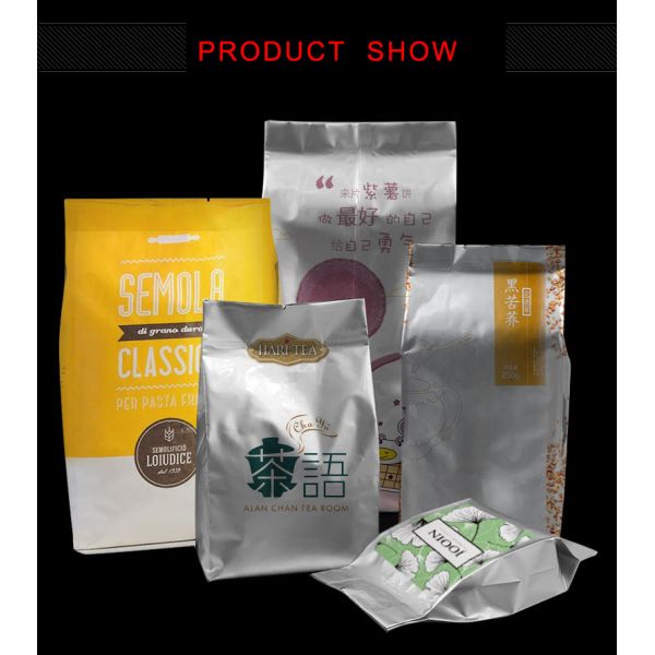 Metalized Zip Lock Flat Bottom Gusset Bags Reclosable For Snack Food Nuts Packing