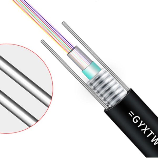 Armored Outdoor Fiber Optic Cable 8.0mm 12 Core GYXTW Fiber Cable