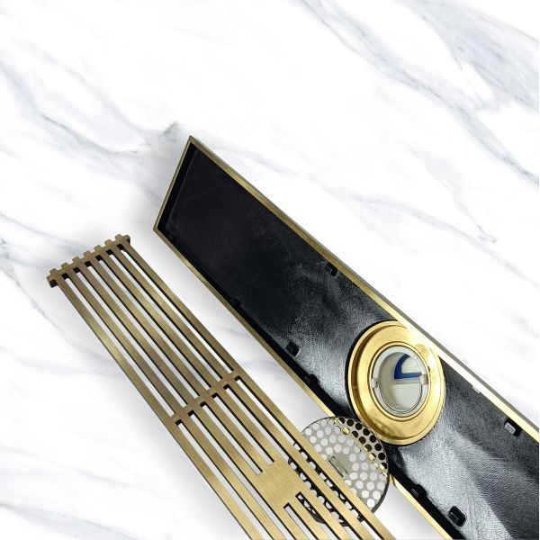 BANGQI All-Copper Long Linear Toilet and Kitchen Bathroom Shower Drain Brass Floor Waste Drain for Basin Use