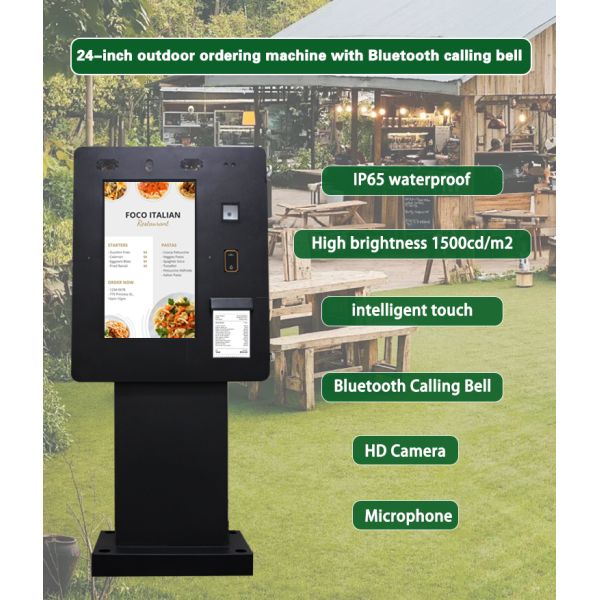 Floor Standing Self-Ordering Kiosk with QR Scanner & Printer