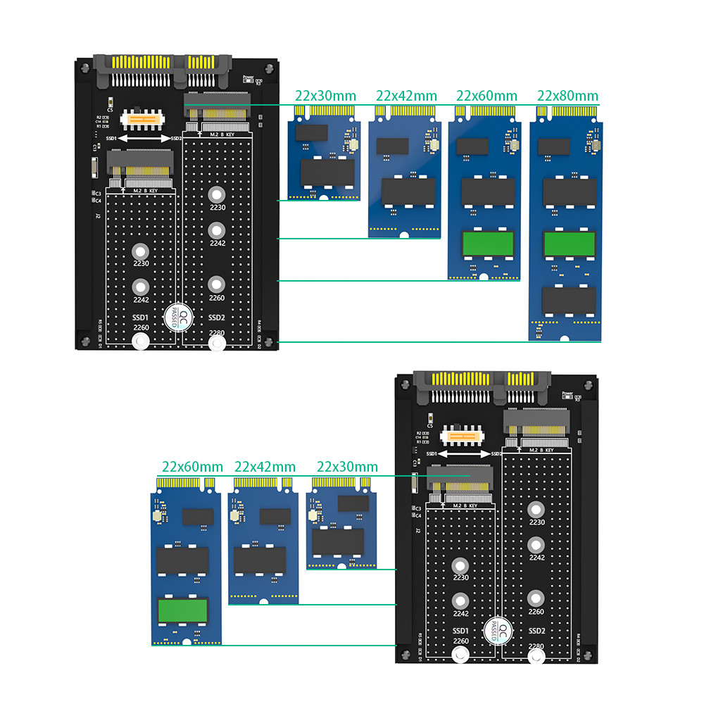 Двойной M.2 B Key/B&M Key SSD на 2,5