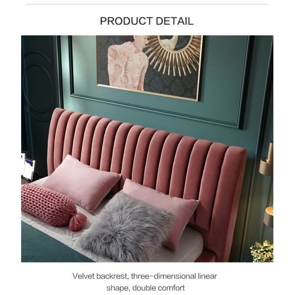 Custom Size Wooden Double Bed Queen Platform King Size Fabric Bed Hotel Bedroom Furniture