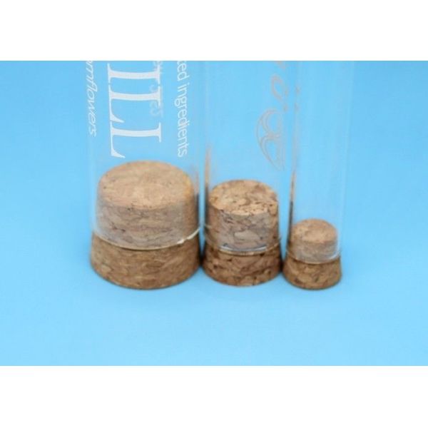 Tubo de ensaio de vidro com o bujão da cortiça para o equipamento de laboratório